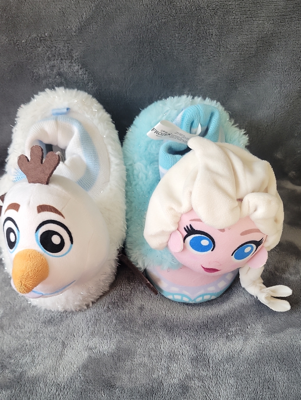 Kids Plush Character Slippers - Light Blue & White